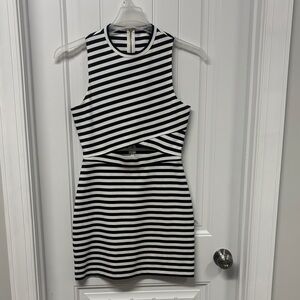 Express Black and White Striped Mini Dress